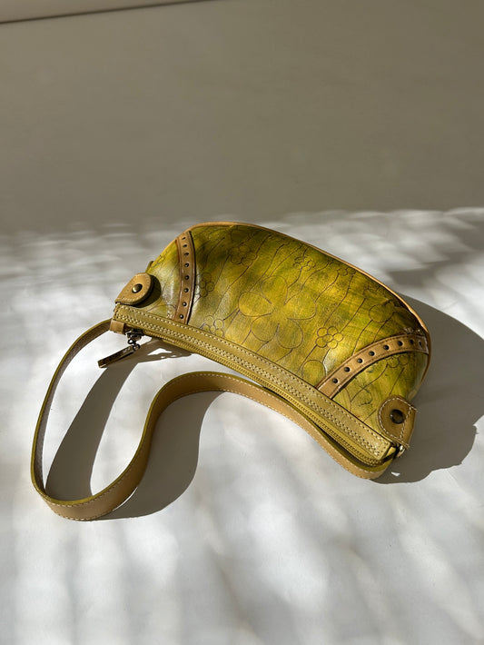 Leather mini shoulder bag | Honey Lime