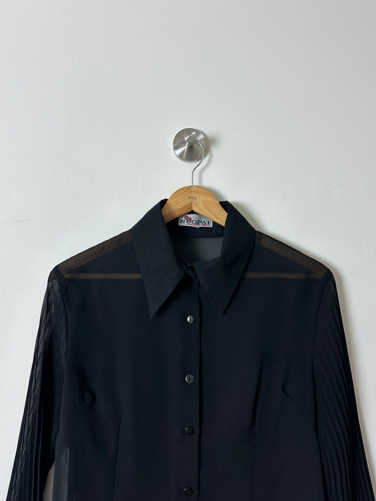 Sheer silk blend blouse | Black