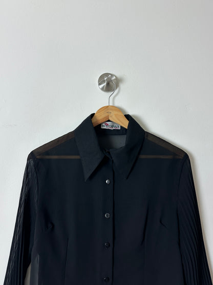 Sheer silk blend blouse | Black