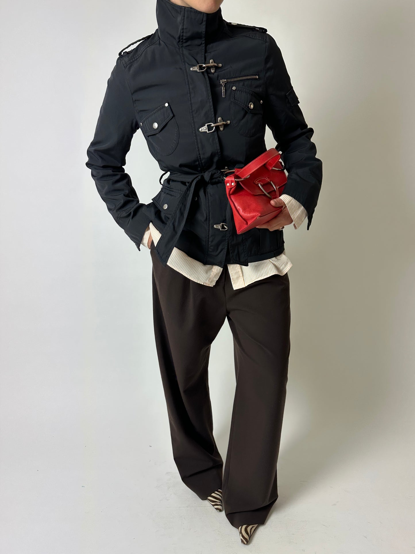 High neck zip jacket | Black