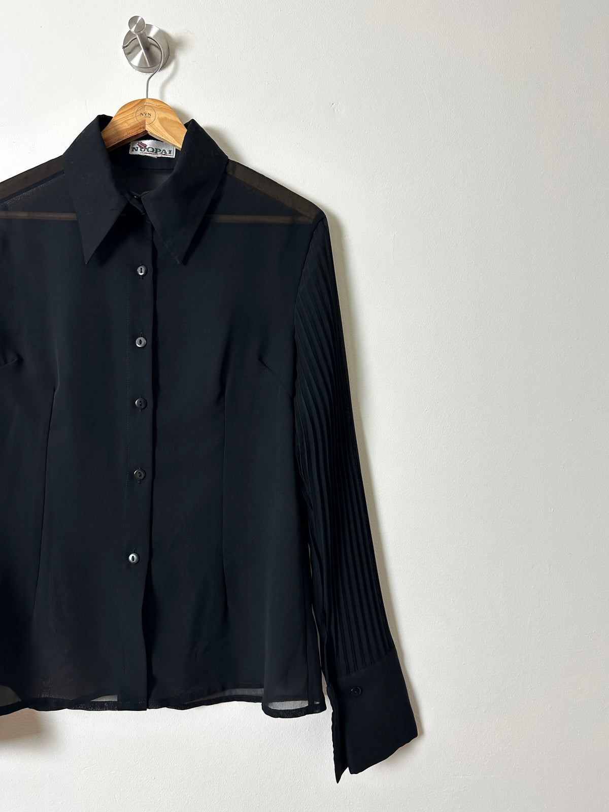 Sheer silk blend blouse | Black