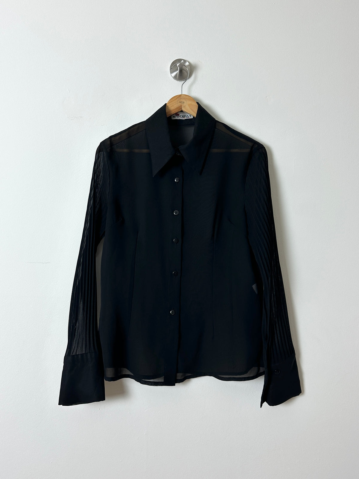 Sheer silk blend blouse | Black