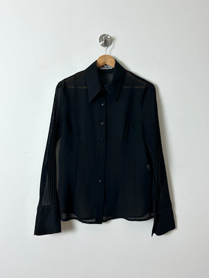 Sheer silk blend blouse | Black