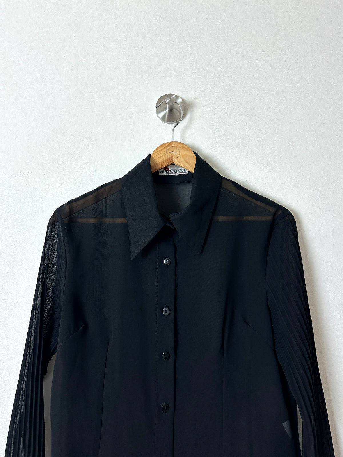 Sheer silk blend blouse | Black