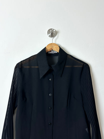 Sheer silk blend blouse | Black