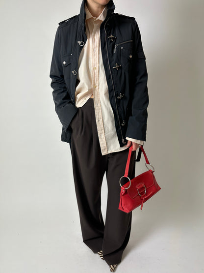 High neck zip jacket | Black
