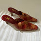 Leather woven mules | Red / Beige