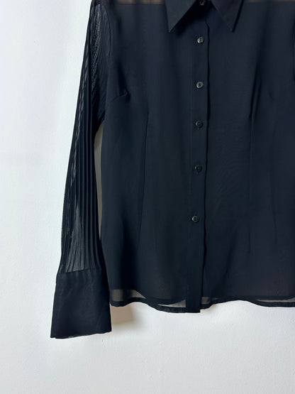 Sheer silk blend blouse | Black