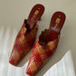 Leather woven mules | Red / Beige