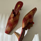 Leather woven mules | Red / Beige