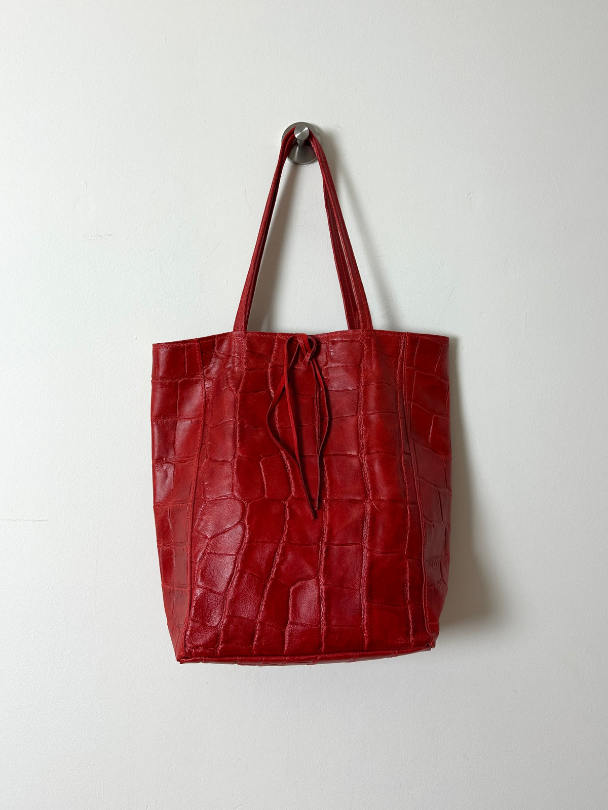 Croc embossed leather bag | Red