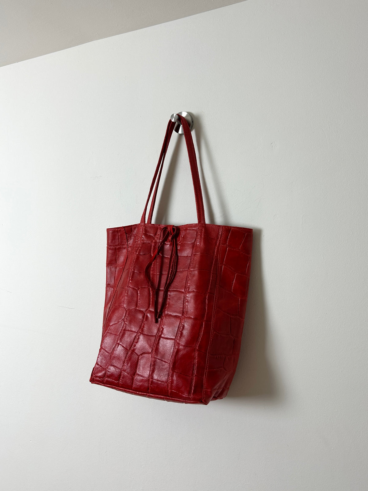 Croc embossed leather bag | Red