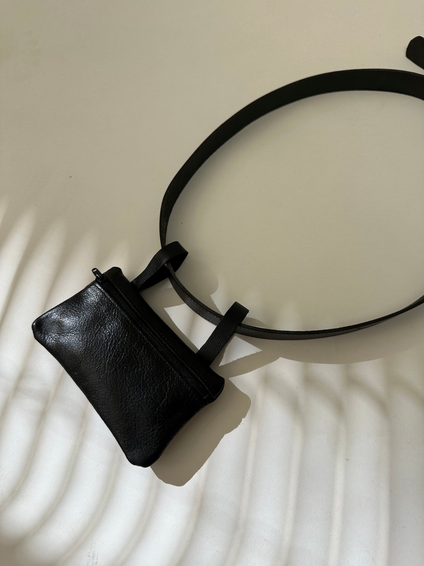 Leather bag belt  | Black
