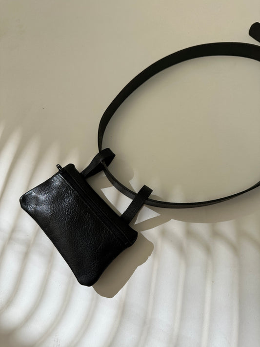 Leather bag belt  | Black