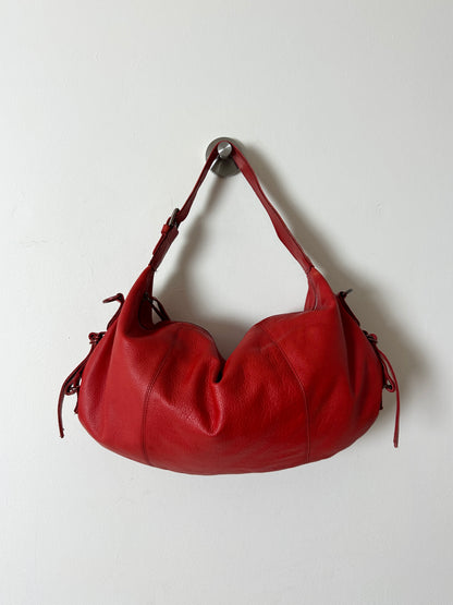 Leather shoulder bag | Red