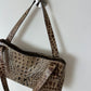 Croc embossed leather bag | Brown