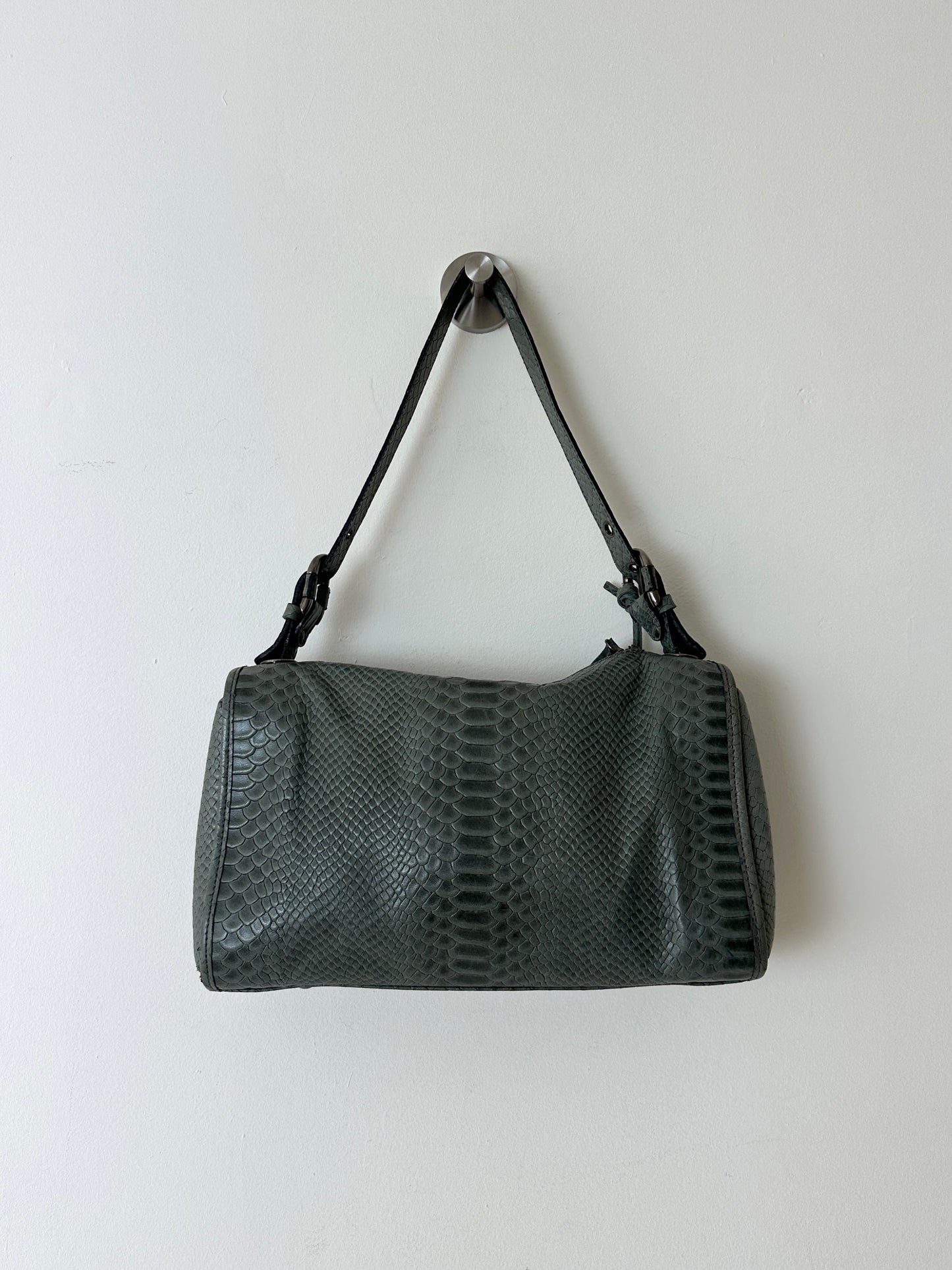 Snake embossed leather bag | Slade grey