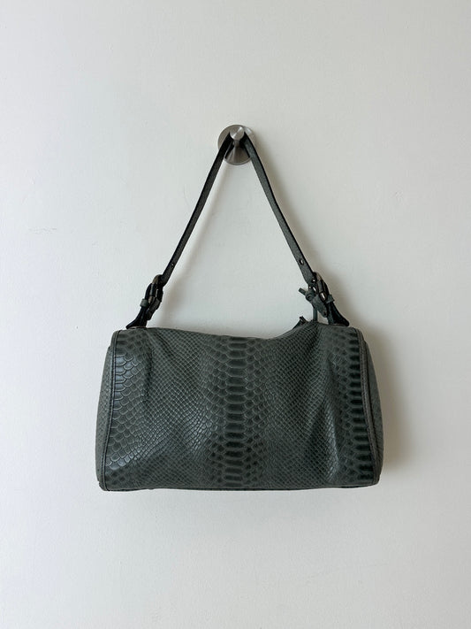 Snake embossed leather bag | Slade grey