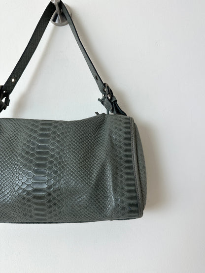 Snake embossed leather bag | Slade grey