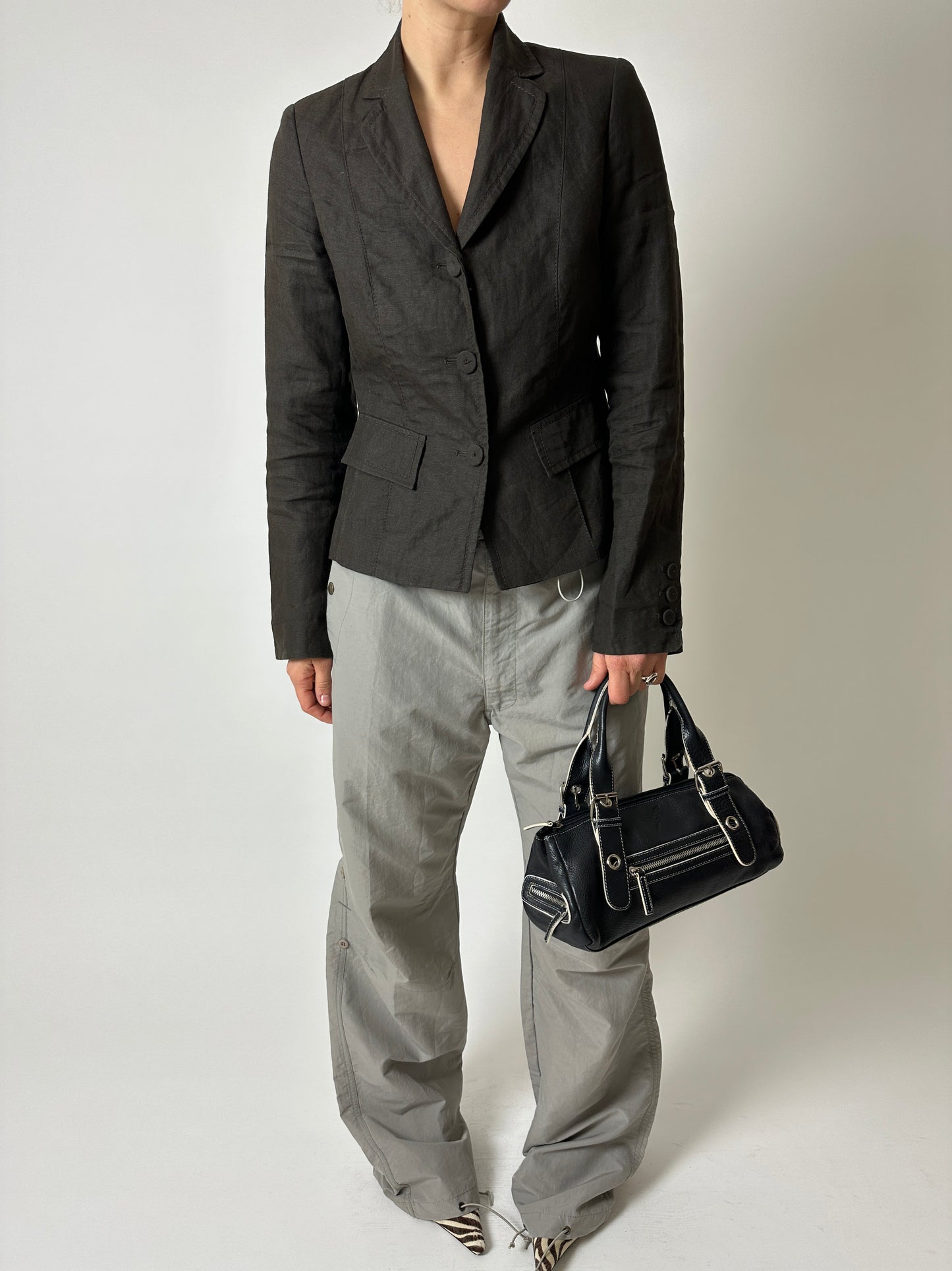 Fitted blazer | Dark brown