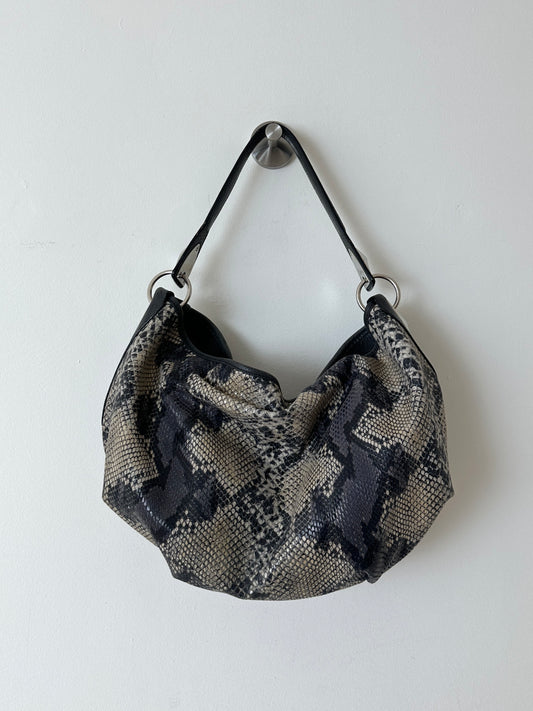 Snake embossed leather bag | Grey