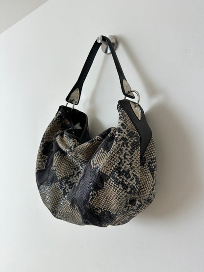Snake embossed leather bag | Grey