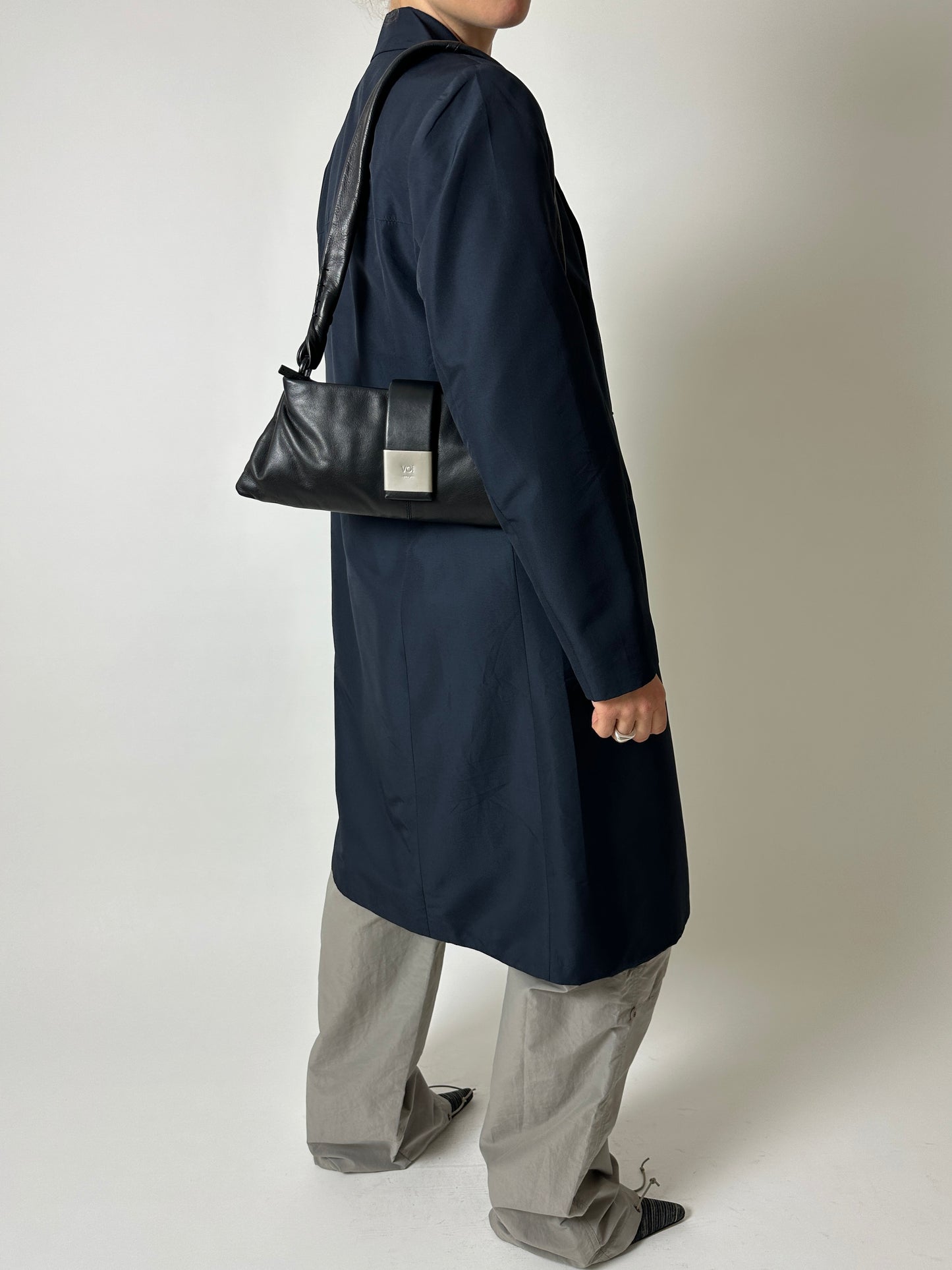 Slim long blazer | Dark blue