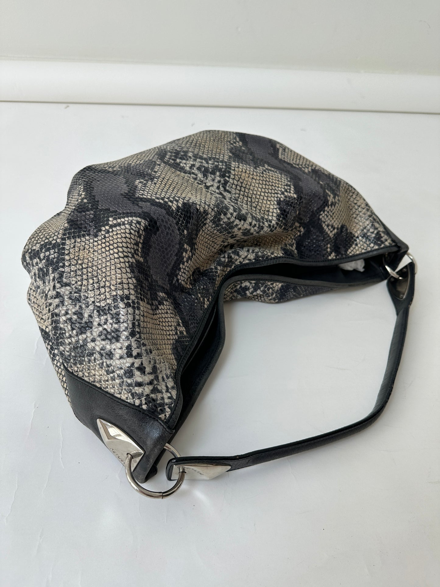Snake embossed leather bag | Grey