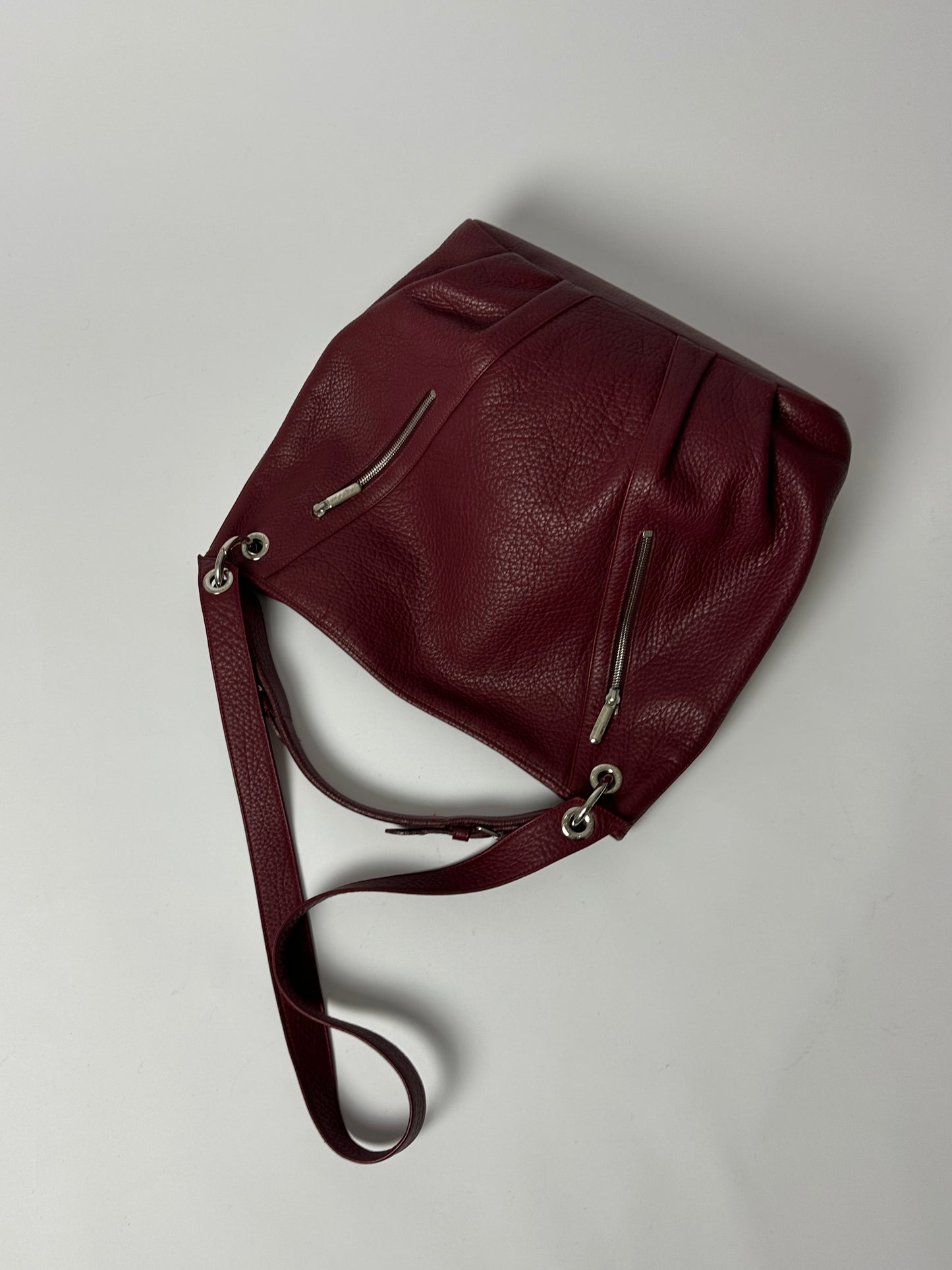 Leather shoulder bag | Burgundy