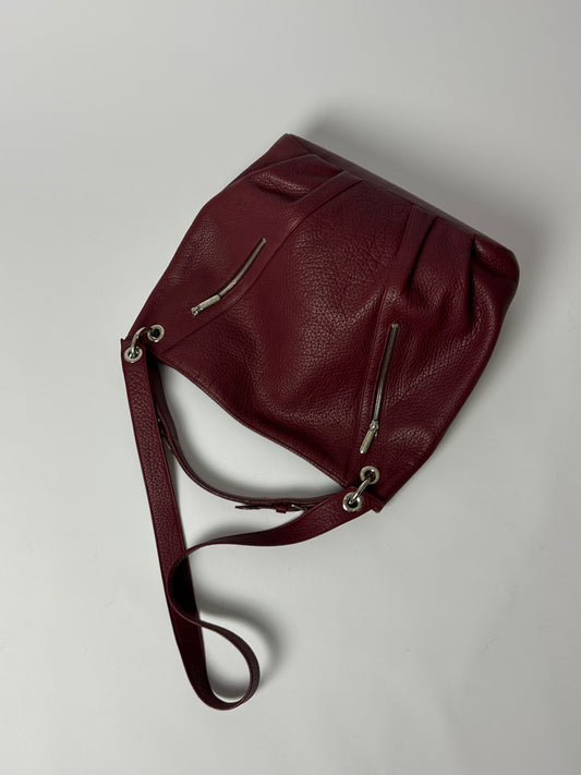 Leather shoulder bag | Burgundy