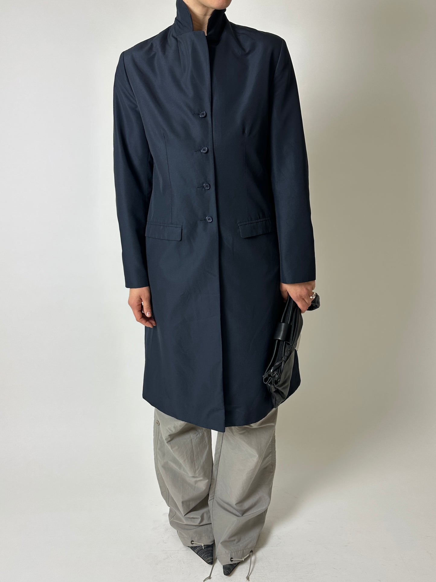 Slim long blazer | Dark blue