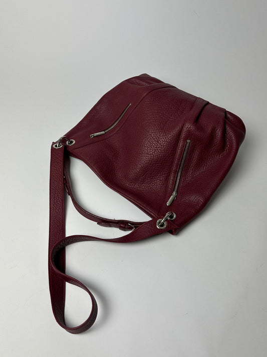 Leather shoulder bag | Burgundy