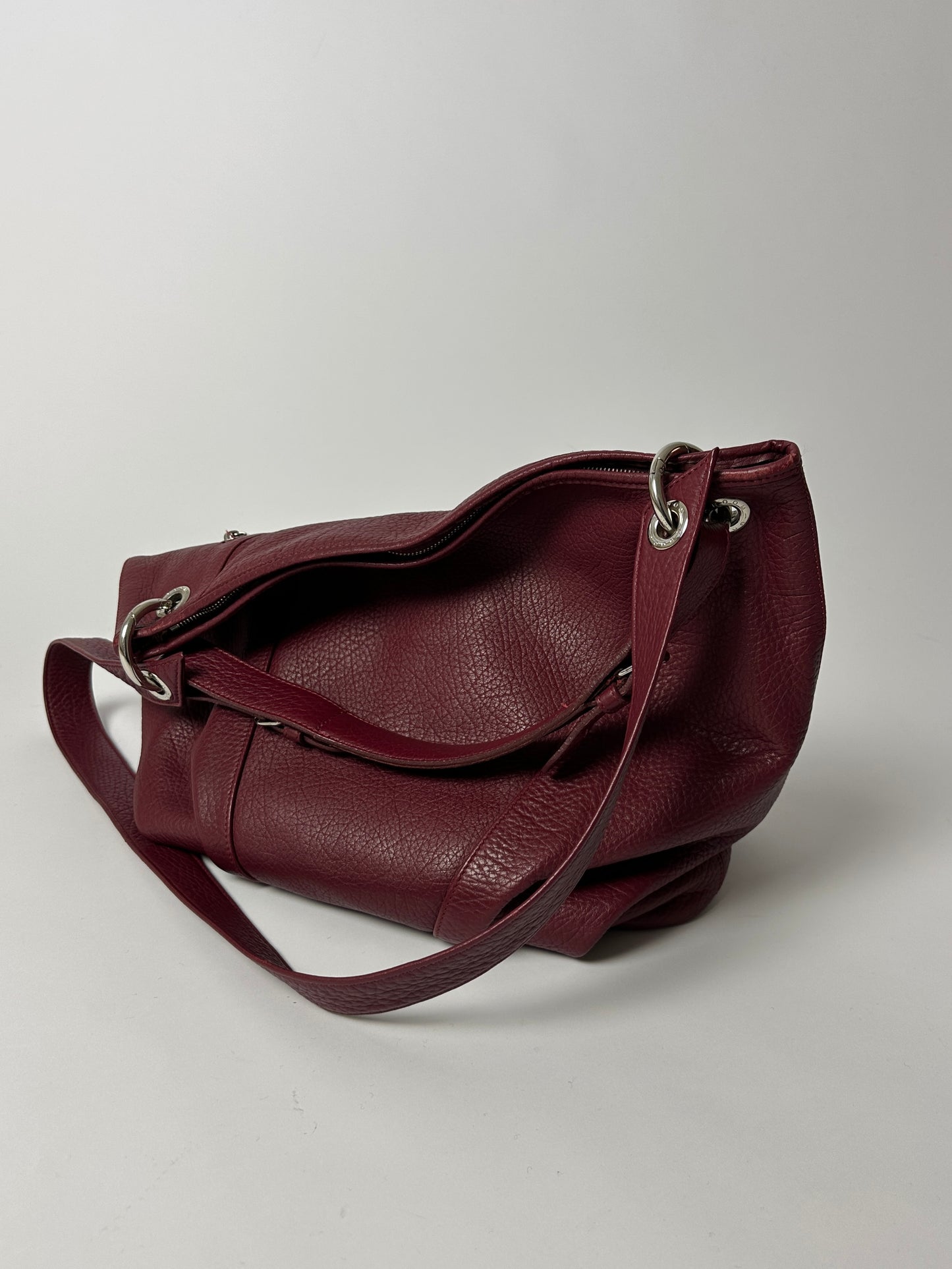 Leather shoulder bag | Burgundy