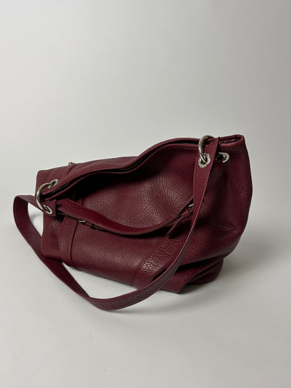 Leather shoulder bag | Burgundy