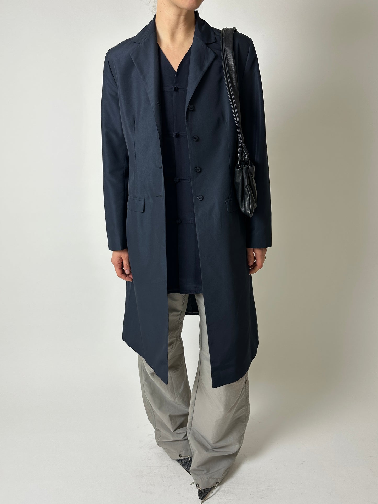 Slim long blazer | Dark blue