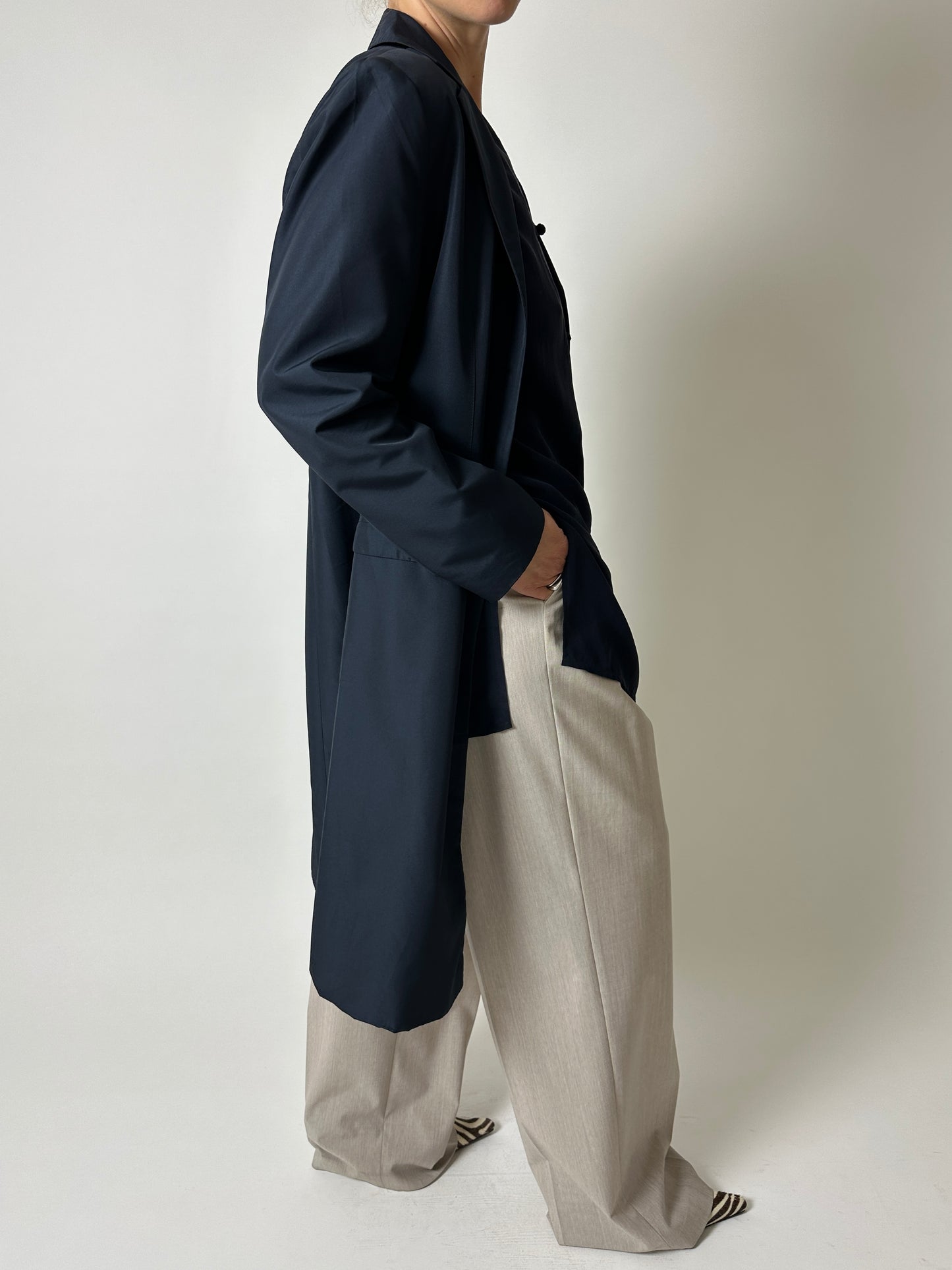 Slim long blazer | Dark blue