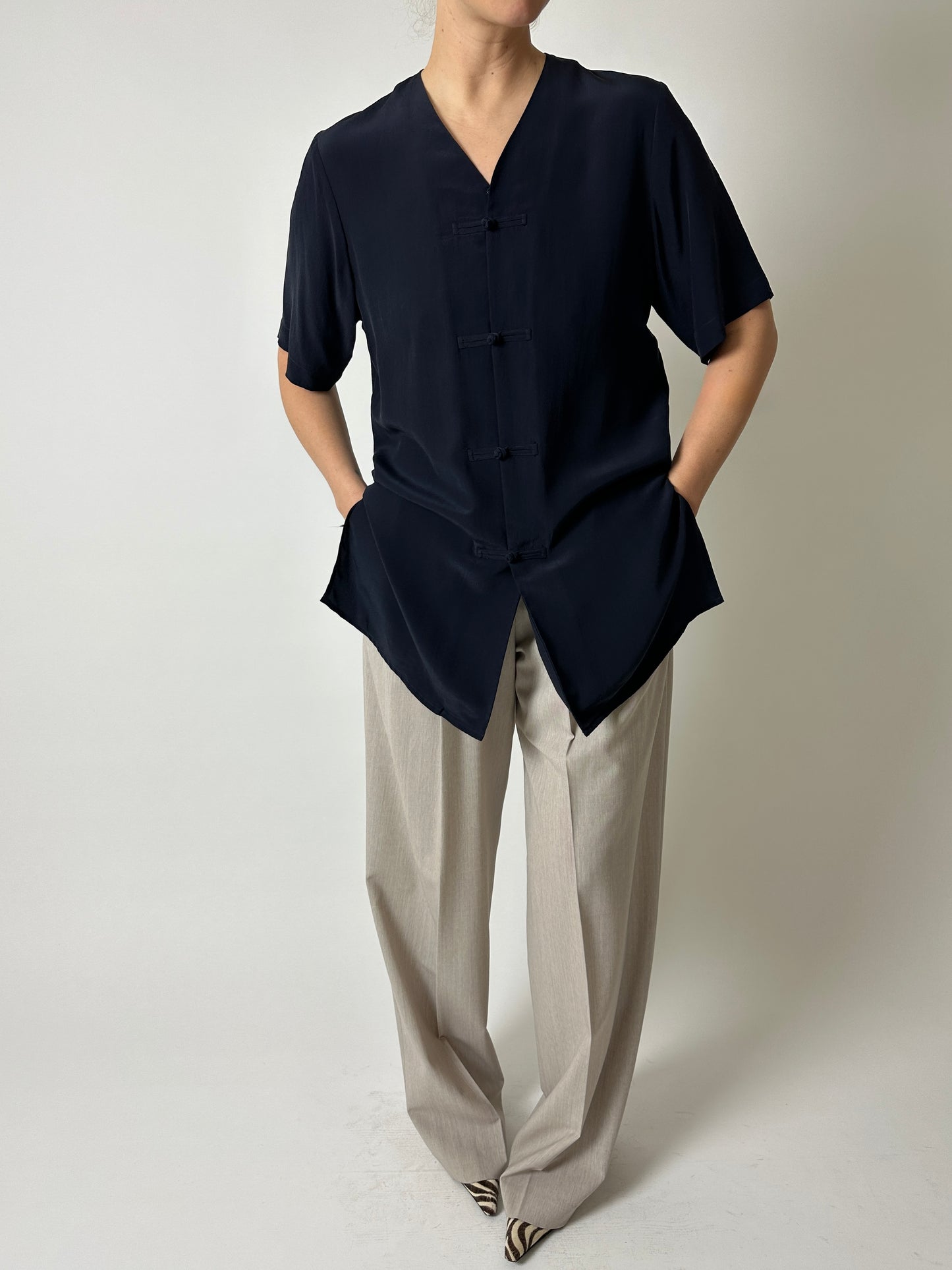 Silk blouse | Dark blue