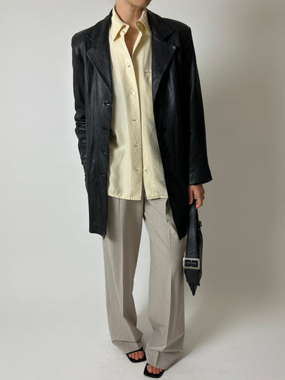 Long leather coat | Black