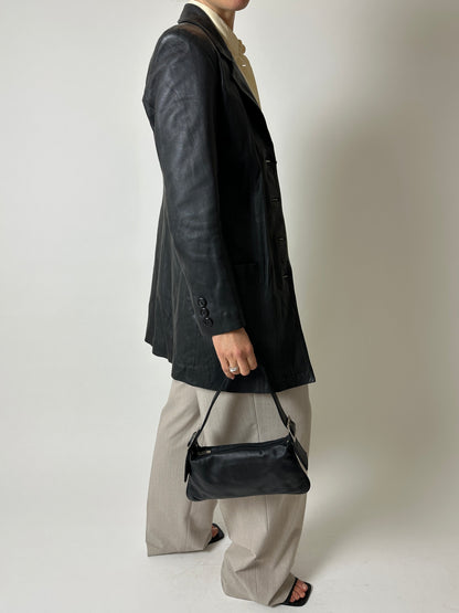 Long leather coat | Black