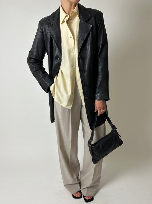 Long leather coat | Black