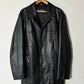 Leather minimalist coat | Black
