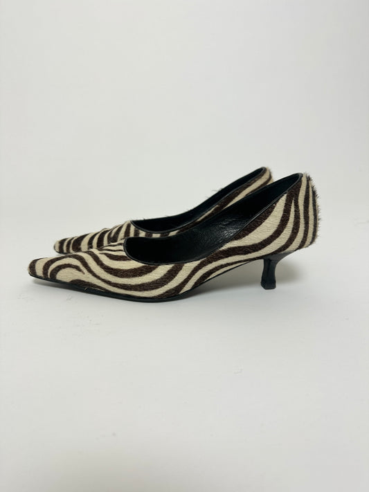 Leather zebra-print pumps | Brown / beige