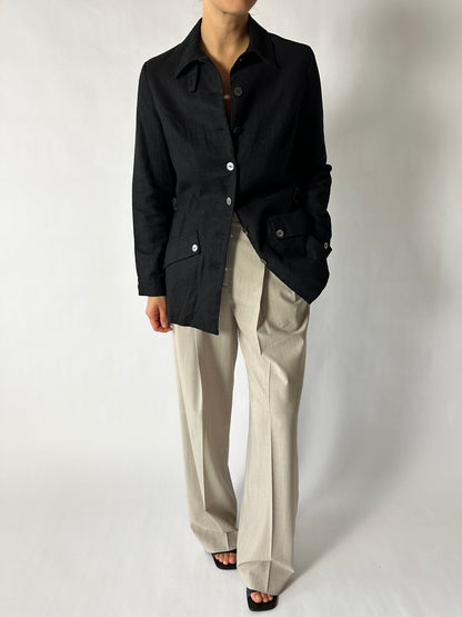 Linen blend jacket | Black