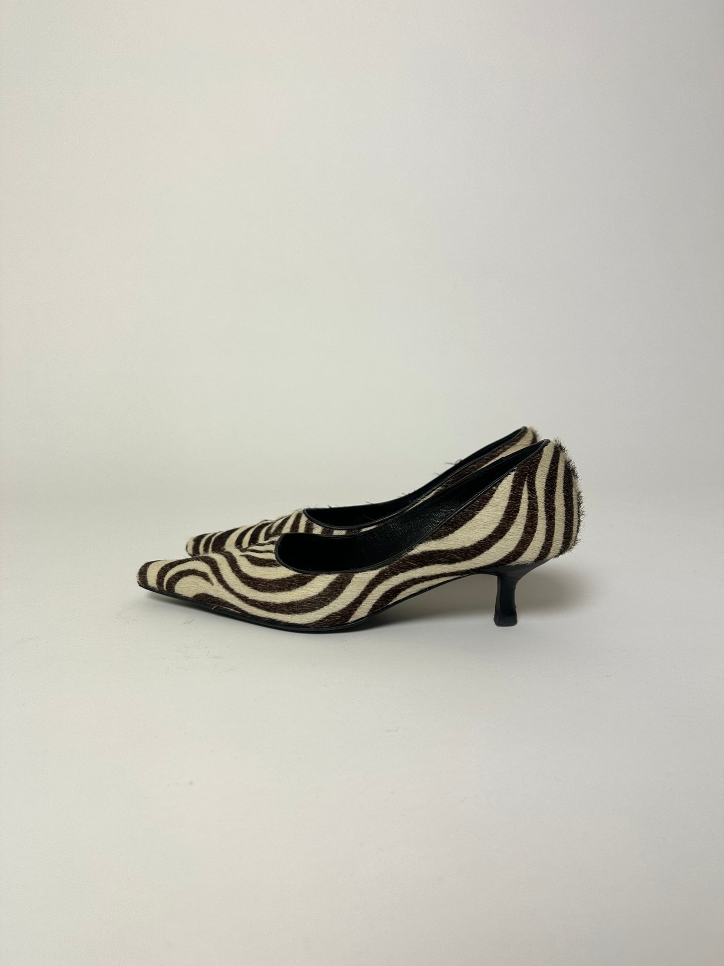 Leather zebra-print pumps | Brown / beige