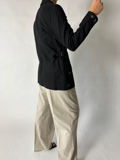 Linen blend jacket | Black