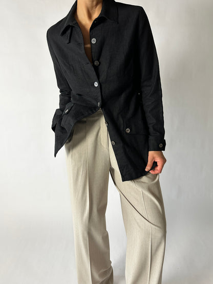 Linen blend jacket | Black
