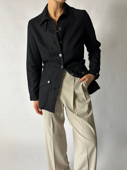 Linen blend jacket | Black