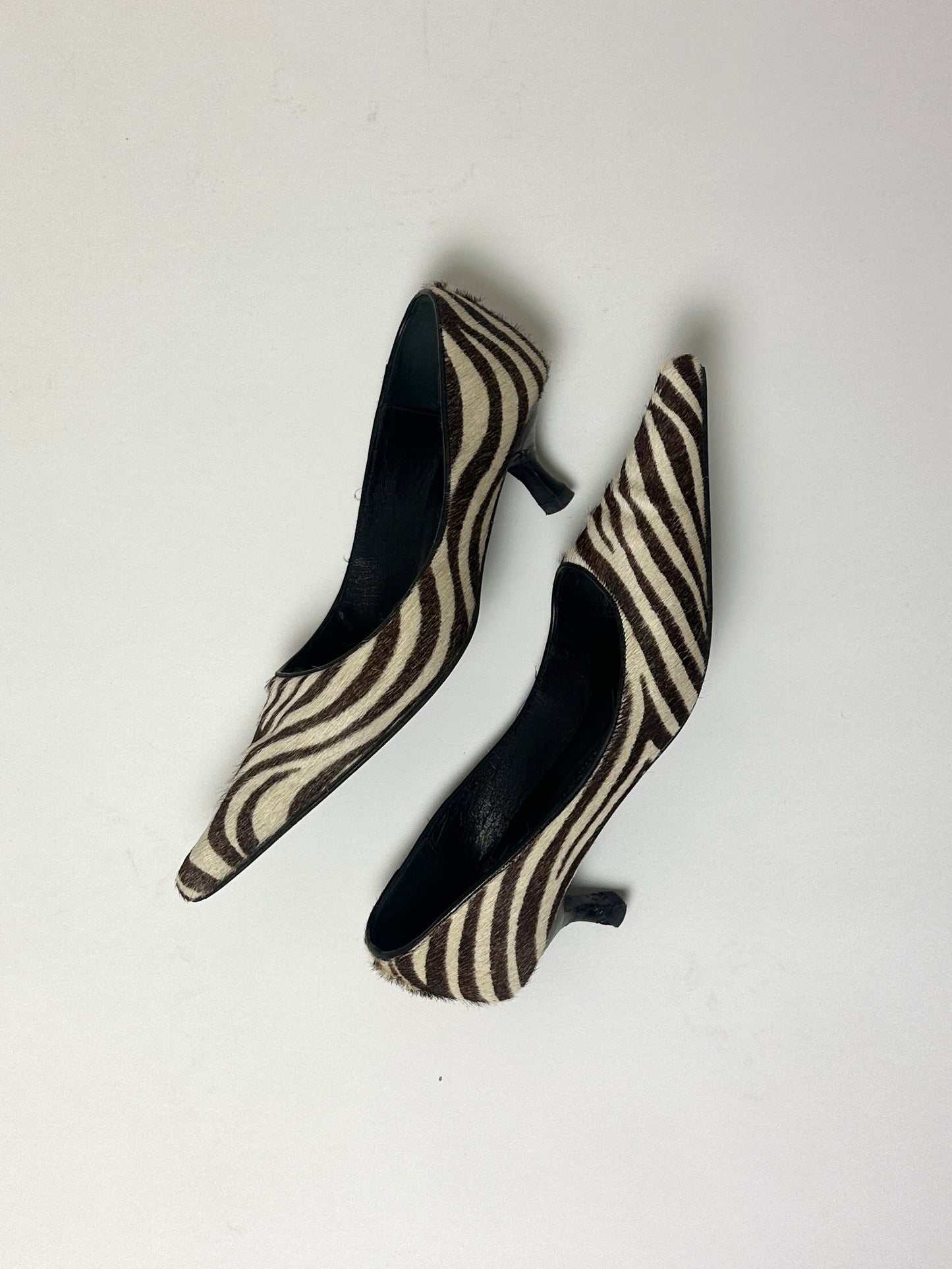 Leather zebra-print pumps | Brown / beige