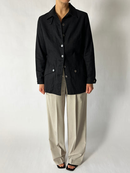 Linen blend jacket | Black