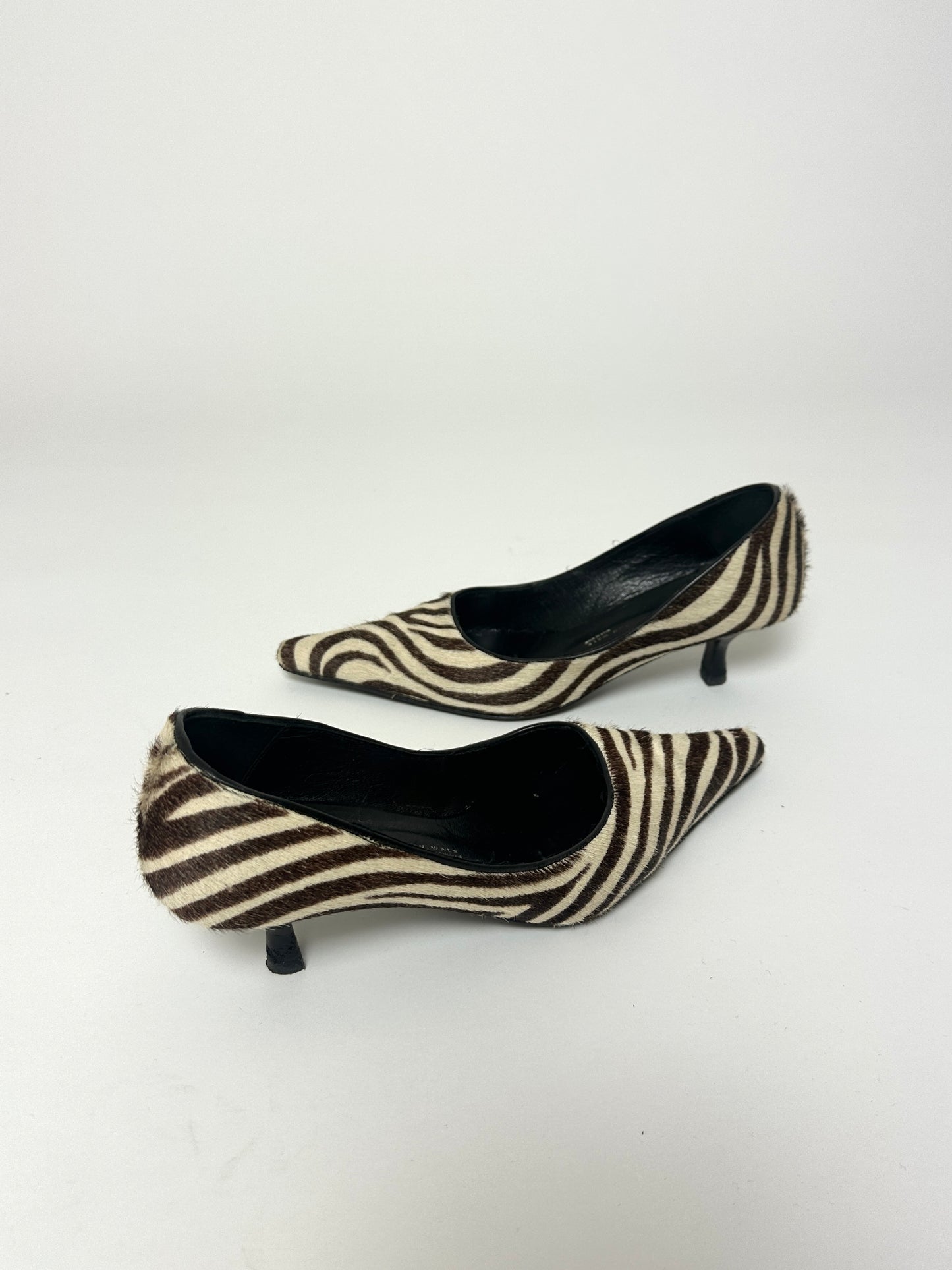 Leather zebra-print pumps | Brown / beige